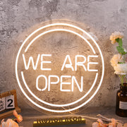 We Are Open White Neon Sign