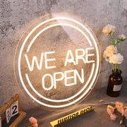 We Are Open White Neon Sign