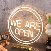 We Are Open White Neon Sign