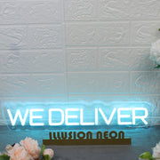 We Deliver Blue Neon Sign