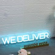 We Deliver Blue Neon Sign