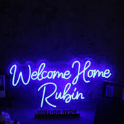 Welcome Home Rubin Blue Neon Sign