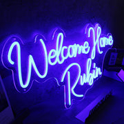 Welcome Home Rubin Blue Neon Sign