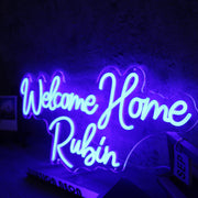 Welcome Home Rubin Blue Neon Sign