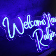 Welcome Home Rubin Blue Neon Sign