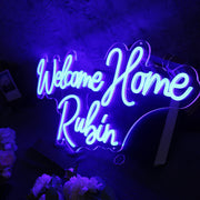 Welcome Home Rubin Blue Neon Sign