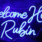 Welcome Home Rubin Blue Neon Sign