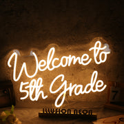 Welcome To 5th Grade Yellow Neon Sign