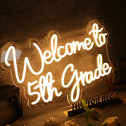 Welcome To 5th Grade Yellow Neon Sign