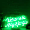 Welcome to Abbys Jungle Green Neon Sign