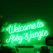 Welcome to Abbys Jungle Green Neon Sign