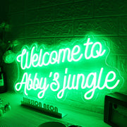 Welcome to Abbys Jungle Green Neon Sign