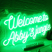 Welcome to Abbys Jungle Green Neon Sign