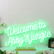 Welcome to Abbys Jungle Green Neon Sign