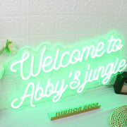 Welcome to Abbys Jungle Green Neon Sign