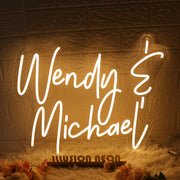 Wendy And Michael Yellow Neon Sign