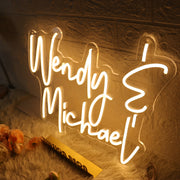 Wendy And Michael Yellow Neon Sign