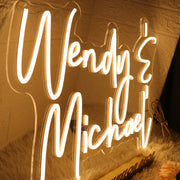 Wendy And Michael Yellow Neon Sign