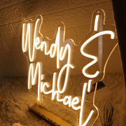 Wendy And Michael Yellow Neon Sign