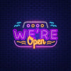 Were Open with Wave Lines Neon Sign