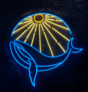 Whale Sunrise Sunset Neon Sign