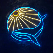 Whale Sunrise Sunset Neon Sign