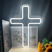 White Cross LED Neon Sign