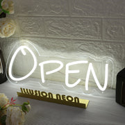 White Open Neon Sign