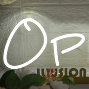 White Open Neon Sign