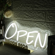 White Open Neon Sign