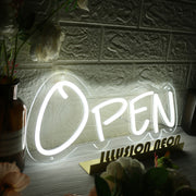 White Open Neon Sign