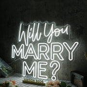 Will You Marry Me White Wedding Neon Sign