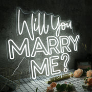 Will You Marry Me White Wedding Neon Sign