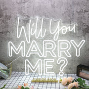 Will You Marry Me White Wedding Neon Sign