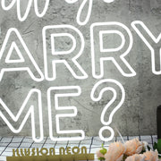 Will You Marry Me White Wedding Neon Sign