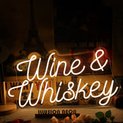 Wine And Whiskey Yellow Neon Sign