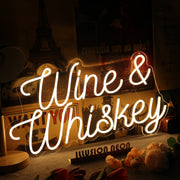 Wine And Whiskey Yellow Neon Sign