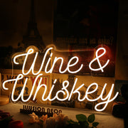 Wine And Whiskey Yellow Neon Sign