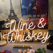 Wine And Whiskey Yellow Neon Sign