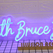 With Bruce Bolton Blue Neon Sign