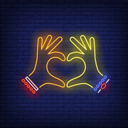 Woman Hands Heart Gesture Neon Sign