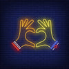 Woman Hands Heart Gesture Neon Sign