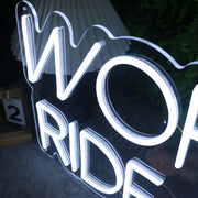 Work Hard Ride Harder White Neon Sign