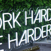 Work Hard Ride Harder White Neon Sign