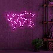 World Map Neon Sign