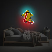 Yellow Boy Skateboarding LED Neon Acrylic Artwork