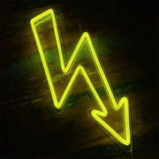 Yellow Lightning Shaped Arrow LED Neon Light