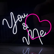 You and Me With Heart Neon Sign