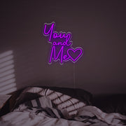 You And Me With Lovely Heart LED Neon Sign