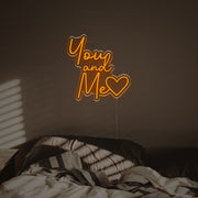 You And Me With Lovely Heart LED Neon Sign